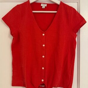 J. Crew Women's Red Button-Up Top